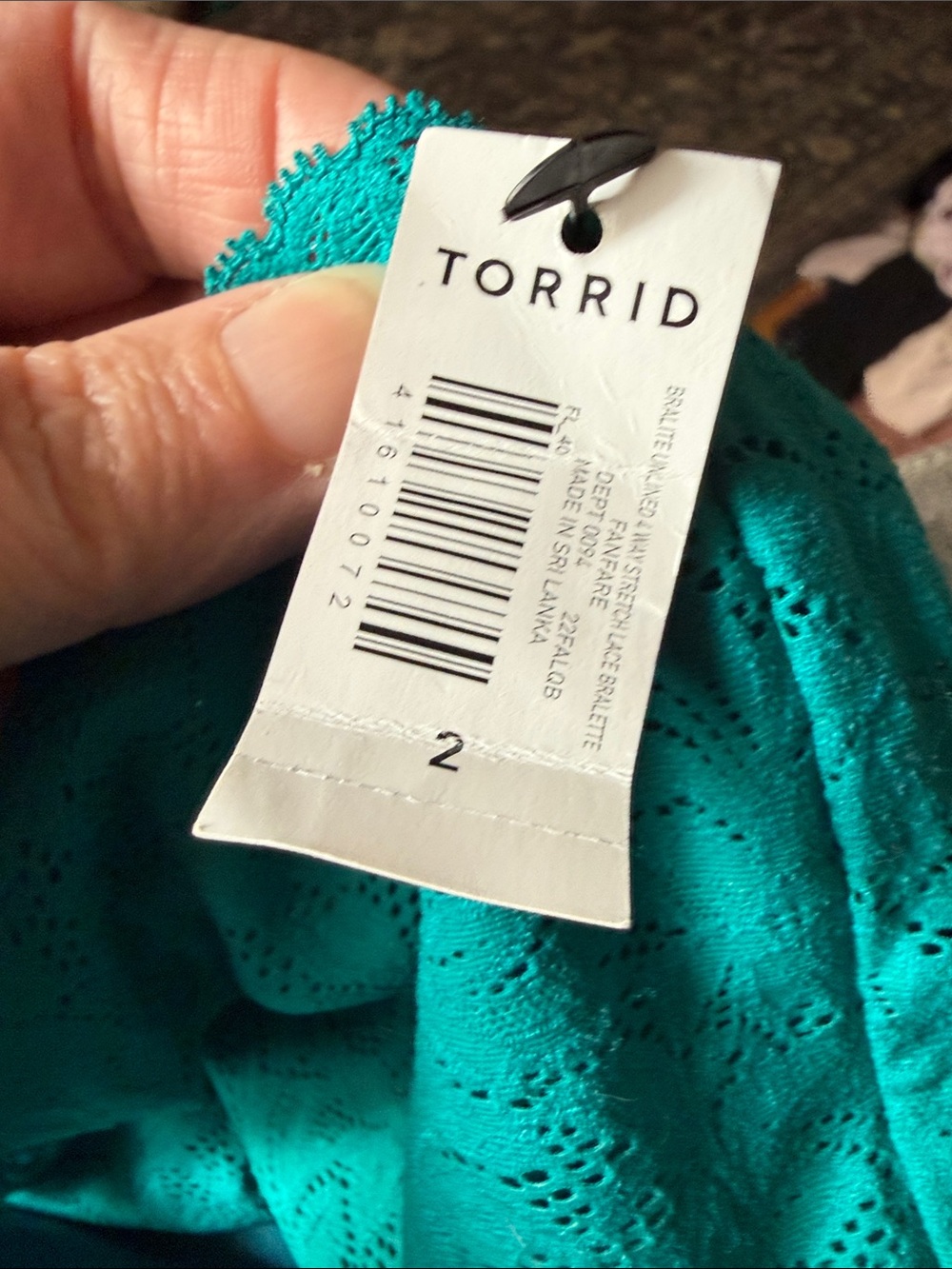 torrid Teal Lace Bralette with Wide Underband - Picture 5 of 5